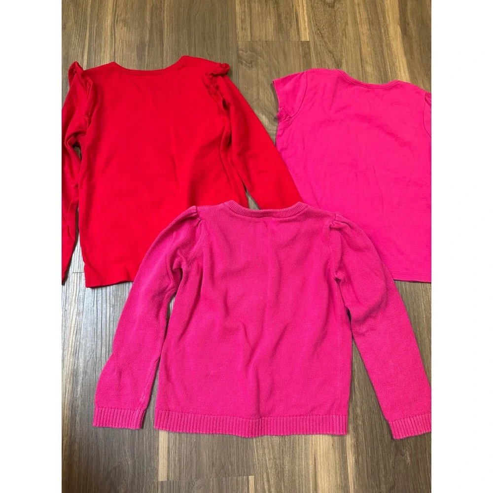 Gymboree Tops Lot Girls Size 6 Pink Red Embroidered Christmas Bulldog 3pc Set